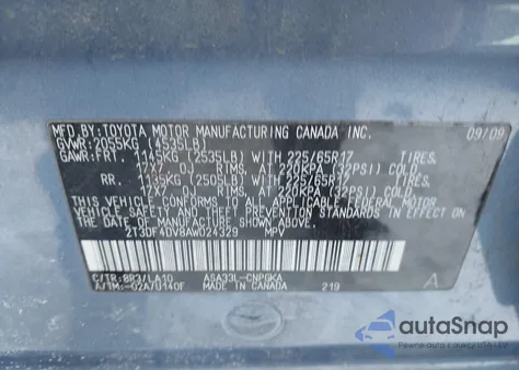 2010 Toyota Rav4 Limited из США, поврежденный, VIN 2T3DF4DV8AW024329